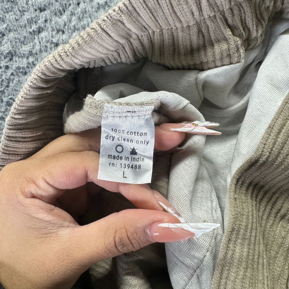 MNML Pant Mens L Brown Corduroy Cotton Cargo Wide-Leg Baggy Utility Workwear - Picture 4 of 12